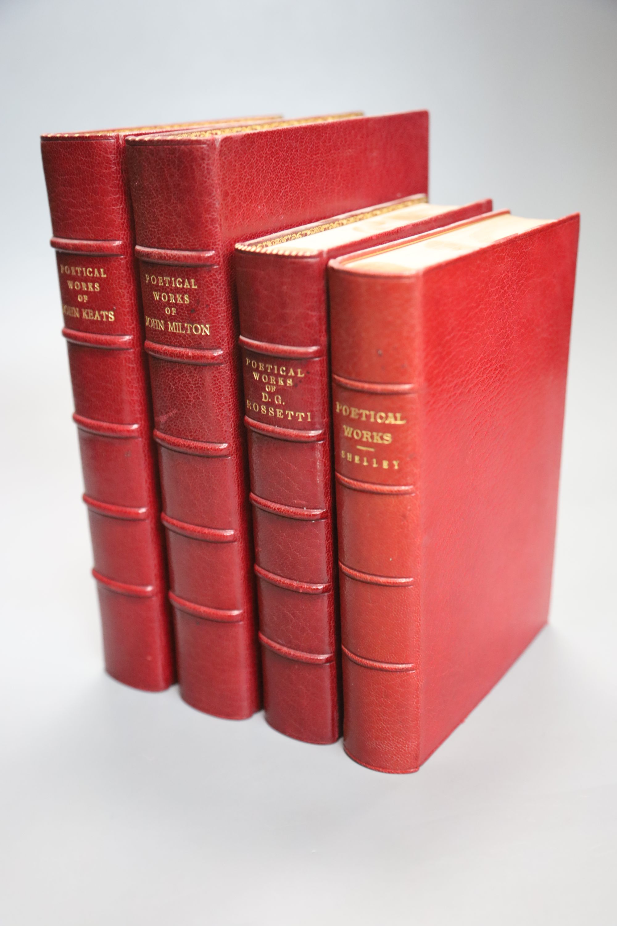 Fine bindings - Keats, John - Works, 8vo, Oxford 1906; Rosetti, Dante Gabriel - Works, 8vo., London 1907; Milton, John - Works, 8vo,
